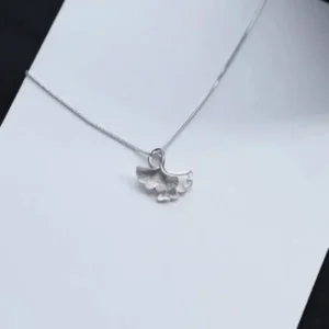 Silver Ginkgo Leaf Pendant Necklace