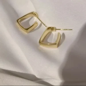 Square Gold Hoop Studs